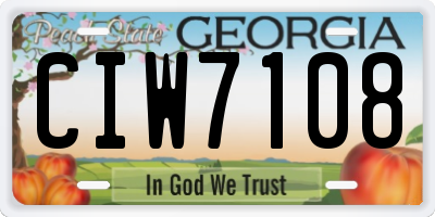 GA license plate CIW7108