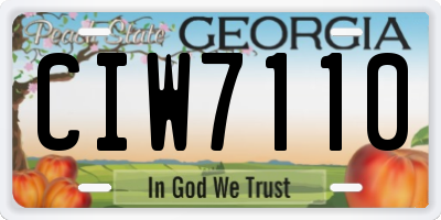 GA license plate CIW7110