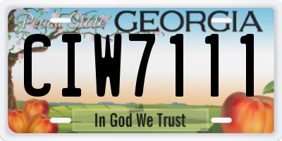 GA license plate CIW7111