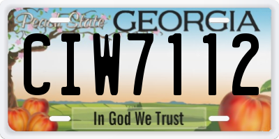 GA license plate CIW7112