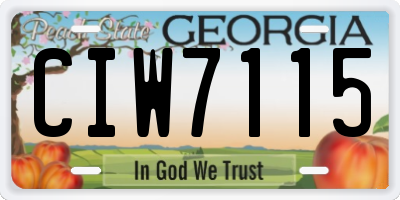 GA license plate CIW7115