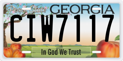 GA license plate CIW7117