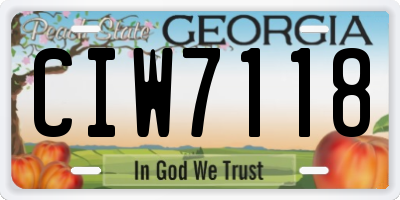 GA license plate CIW7118