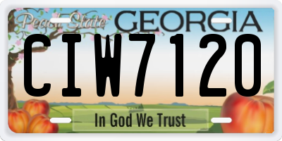 GA license plate CIW7120
