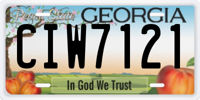 GA license plate CIW7121