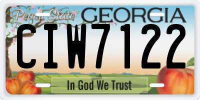 GA license plate CIW7122
