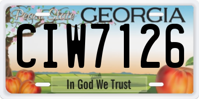 GA license plate CIW7126