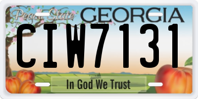 GA license plate CIW7131