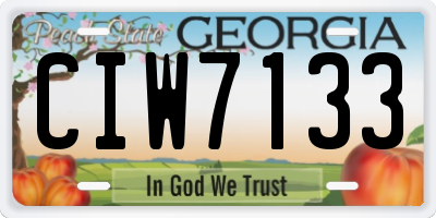 GA license plate CIW7133