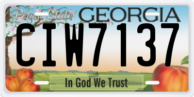 GA license plate CIW7137