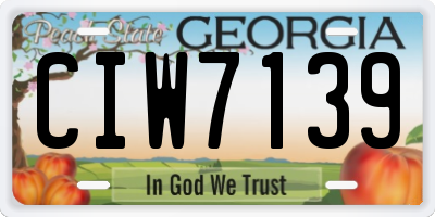 GA license plate CIW7139