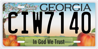 GA license plate CIW7140