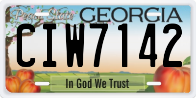GA license plate CIW7142