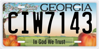 GA license plate CIW7143