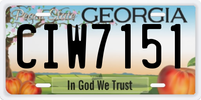 GA license plate CIW7151