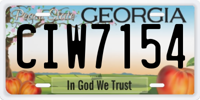 GA license plate CIW7154