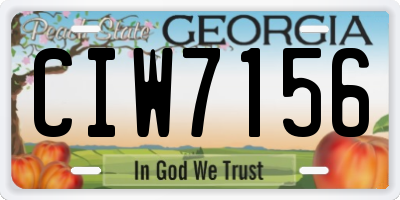 GA license plate CIW7156