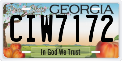 GA license plate CIW7172