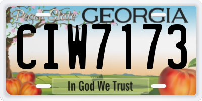 GA license plate CIW7173