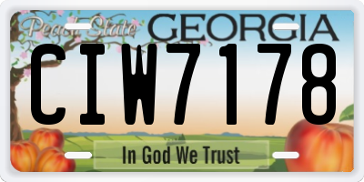 GA license plate CIW7178