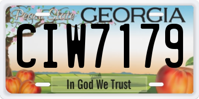 GA license plate CIW7179