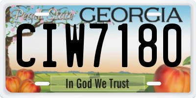 GA license plate CIW7180