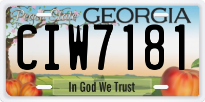 GA license plate CIW7181