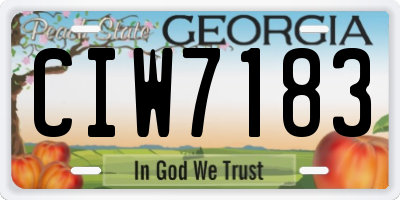 GA license plate CIW7183