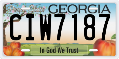 GA license plate CIW7187