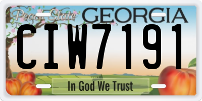 GA license plate CIW7191