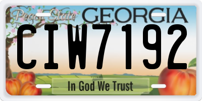 GA license plate CIW7192