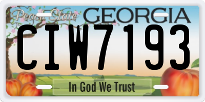 GA license plate CIW7193