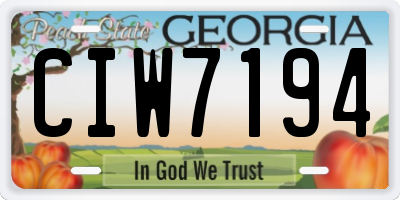 GA license plate CIW7194