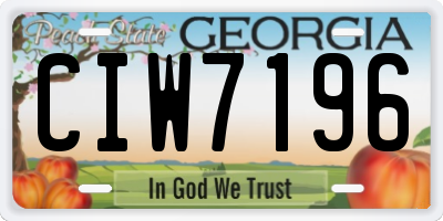 GA license plate CIW7196