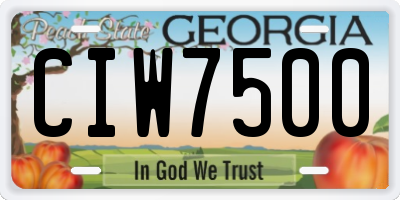 GA license plate CIW7500