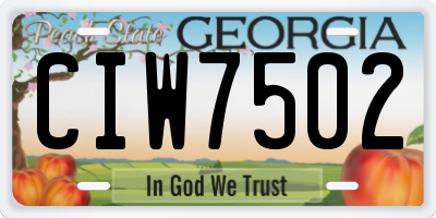 GA license plate CIW7502