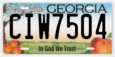 GA license plate CIW7504
