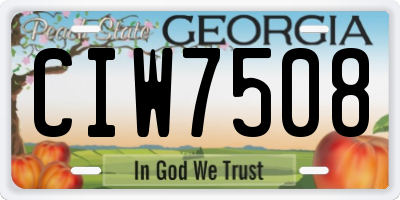 GA license plate CIW7508