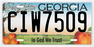GA license plate CIW7509
