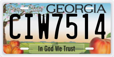 GA license plate CIW7514