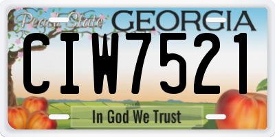GA license plate CIW7521