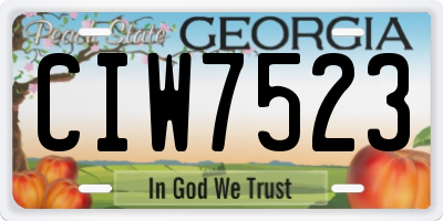 GA license plate CIW7523