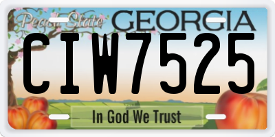 GA license plate CIW7525