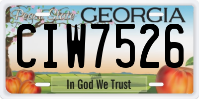 GA license plate CIW7526