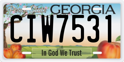GA license plate CIW7531