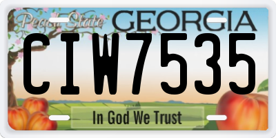 GA license plate CIW7535