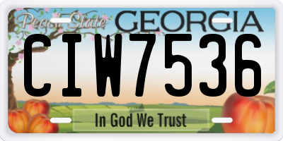 GA license plate CIW7536