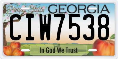 GA license plate CIW7538