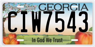 GA license plate CIW7543
