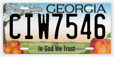 GA license plate CIW7546